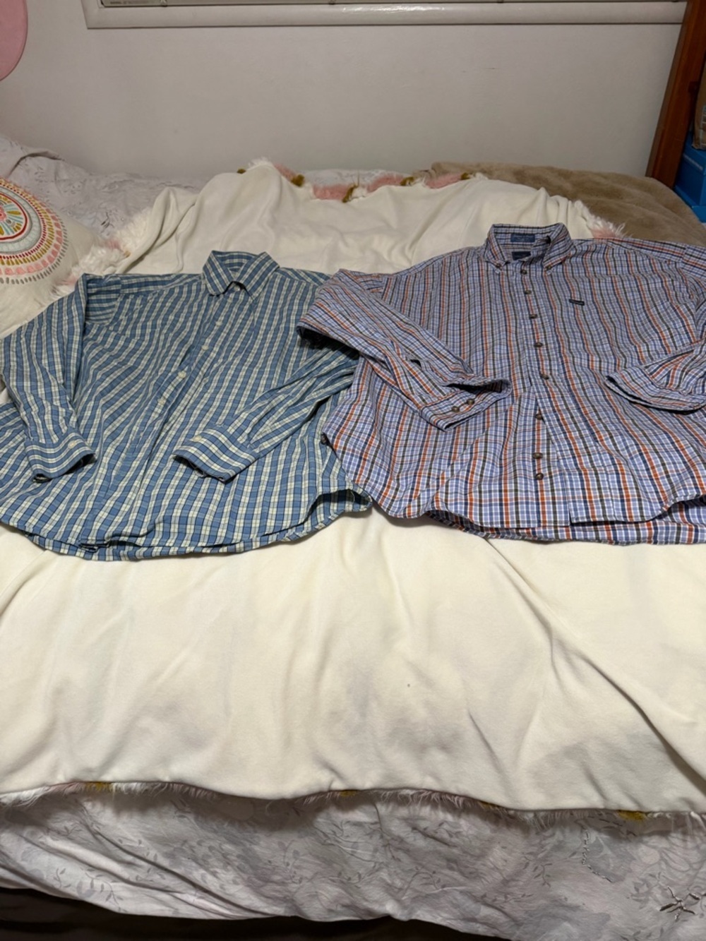 Lot of 2 Men's Blue Plaid Button-Up Shirts XL Sanoterelli & Falconnable